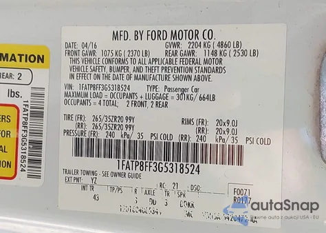 2016 Ford Mustang Gt Premium from USA, damaged, VIN 1FATP8FF3G5318524